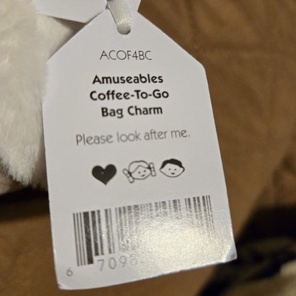 Jellycat Amuseables Coffee-To-Go Bag Charm 7.1x2x2" Soft and Plush NWT - Picture 6 of 6